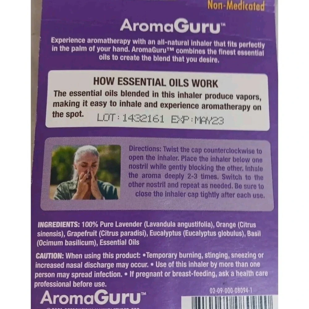 3‎ AromaGuru Inhalers Relax Energy Focus Aromatherapy Non-medicated